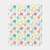 カラフルな歯パターン フリースブランケット (正面)