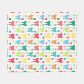 カラフルな歯パターン フリースブランケット (正面(横))