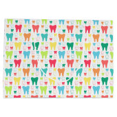 カラフルな歯パターン ラージペーパーバッグ (裏面)