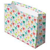 カラフルな歯パターン ラージペーパーバッグ (裏面アングル)