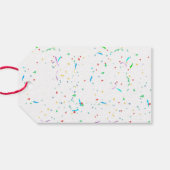 カラフルな気球および紙吹雪のパーティーのギフトのラベル ギフトタグ (裏面横)