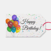 カラフルな気球および紙吹雪のパーティーのギフトのラベル ギフトタグ (正面(横))