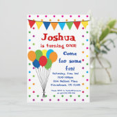 カラフルな気球、サーカスのカーニバルの誕生会 招待状 (スタンド正面)