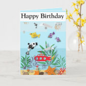 カラフルな水中シーンの編集可能なカード カード (黄色い花)