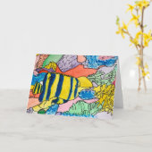 カラフルな水中世界 カード (黄色い花)