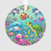 カラフルな水中海の生き物🌊🐠✨ オーナメント (裏面)
