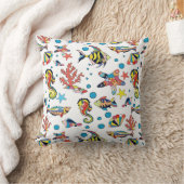 カラフルな水中海洋生物パターン クッション (ブランケット)