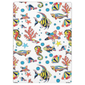 カラフルな水中海洋生物パターン クリップボード (裏面)