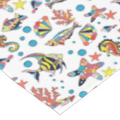 カラフルな水中海洋生物パターン テーブルクロス (アングル)