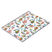 カラフルな水中海洋生物パターン ノートブック (左側)