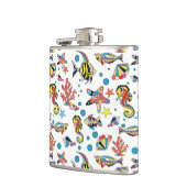 カラフルな水中海洋生物パターン フラスク (左)