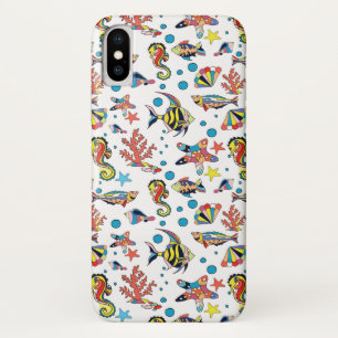 カラフルな水中海洋生物パターン iPhone X ケース