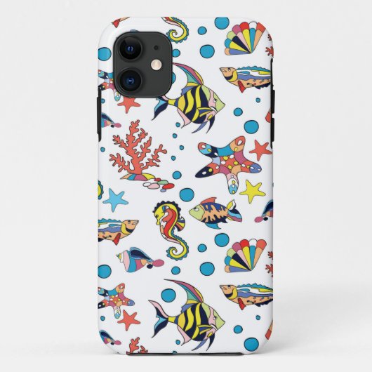 カラフルな水中海洋生物パターン Case-Mate iPhoneケース (裏面)