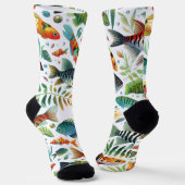 カラフルな水中魚の芸術 ソックス (傾斜あり)