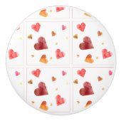 カラフルな水彩のハート セラミックノブ (正面)