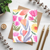 カラフルな水彩の野の花の手描きカード