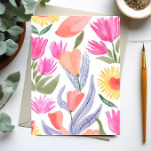 カラフルな水彩の野の花の手描きカード