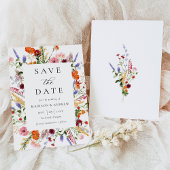 カラフルな水彩の野の花の結婚式 セーブザデート