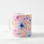 カラフルな水彩の野の花 フラワーパターン コーヒーマグカップ (正面左)