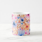カラフルな水彩の野の花 フラワーパターン コーヒーマグカップ (中央)
