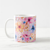 カラフルな水彩の野の花 フラワーパターン コーヒーマグカップ (左)