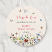 カラフルな水彩の野生の花と蝶 フェイバータグ (正面)