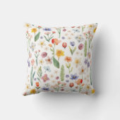 カラフルな水彩の野生の花のクッションカバー クッション (裏面)