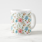 カラフルな水彩の野生の花のパターン ジャンボコーヒーマグカップ (正面右)