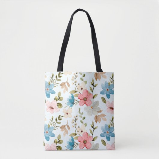 カラフルな水彩の野生の花のパターン トートバッグ (正面)