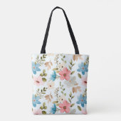 カラフルな水彩の野生の花のパターン トートバッグ (裏面)