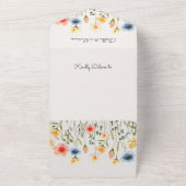 カラフルな水彩の野生の花 オールインワン招待状 (外側)