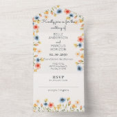 カラフルな水彩の野生の花 オールインワン招待状 (内側)