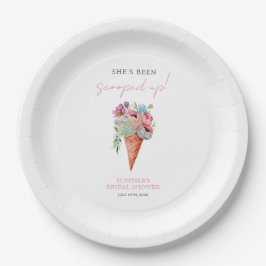 カラフルな水彩アイスクリームのウェディングシャワー ペーパープレート