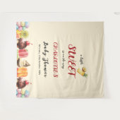 カラフルな水彩アイスクリーム スウィートベイビーシャワー タペストリー (正面(横))