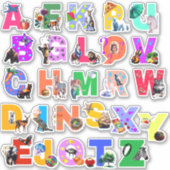 カラフルな水彩アルファベットビニールステッカー シール (正面)