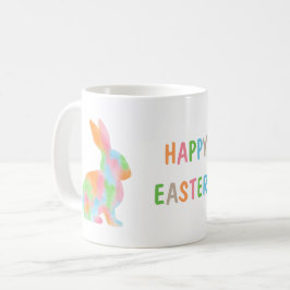 カラフルな水彩ウサギとHAPPY EASTERのテキスト コーヒーマグカップ