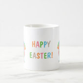カラフルな水彩ウサギとHAPPY EASTERのテキスト コーヒーマグカップ (中央)