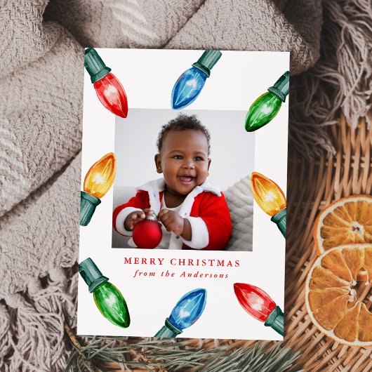 カラフルな水彩クリスマスイルミネーション 3枚の写真 シーズンカード