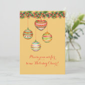 カラフルな水彩クリスマスボールパーティーの招待状 招待状 (スタンド正面)