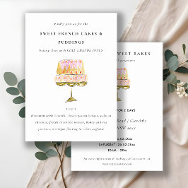 カラフルな水彩ケーキ ベーカリー クッキング クラス 招待状