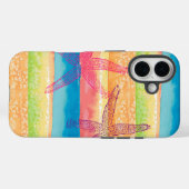 カラフルな水彩ストライプとヒトデ Case-Mate iPhoneケース (裏面 (横))