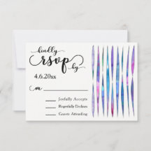 カラフルな水彩ストリーマー モダンな結婚式のRSVP