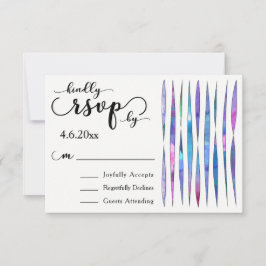 カラフルな水彩ストリーマー モダンな結婚式のRSVP 出欠カード