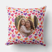カラフルな水彩ハートの母の日フォト クッション (正面)