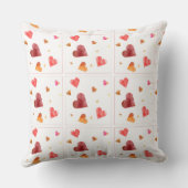 カラフルな水彩ハートスロー枕 クッション (裏面)