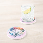 カラフルな水彩パラシュート兵 コースター (側面)