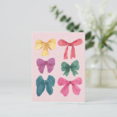 カラフルな水彩リボンのポストカード ポストカード (スタンド正面)