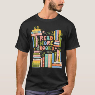 カラフルな水彩リーダーデザインの本をもっと読もう Tシャツ