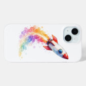 カラフルな水彩ロケット打ち上げ - iPhone 15 C Case-Mate iPhoneケース (裏面 (横))