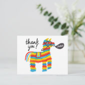 カラフルな水彩ロバのピニャータ ありがとう ポストカード (スタンド正面)